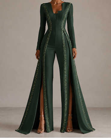 Green Slit Jumpsuit